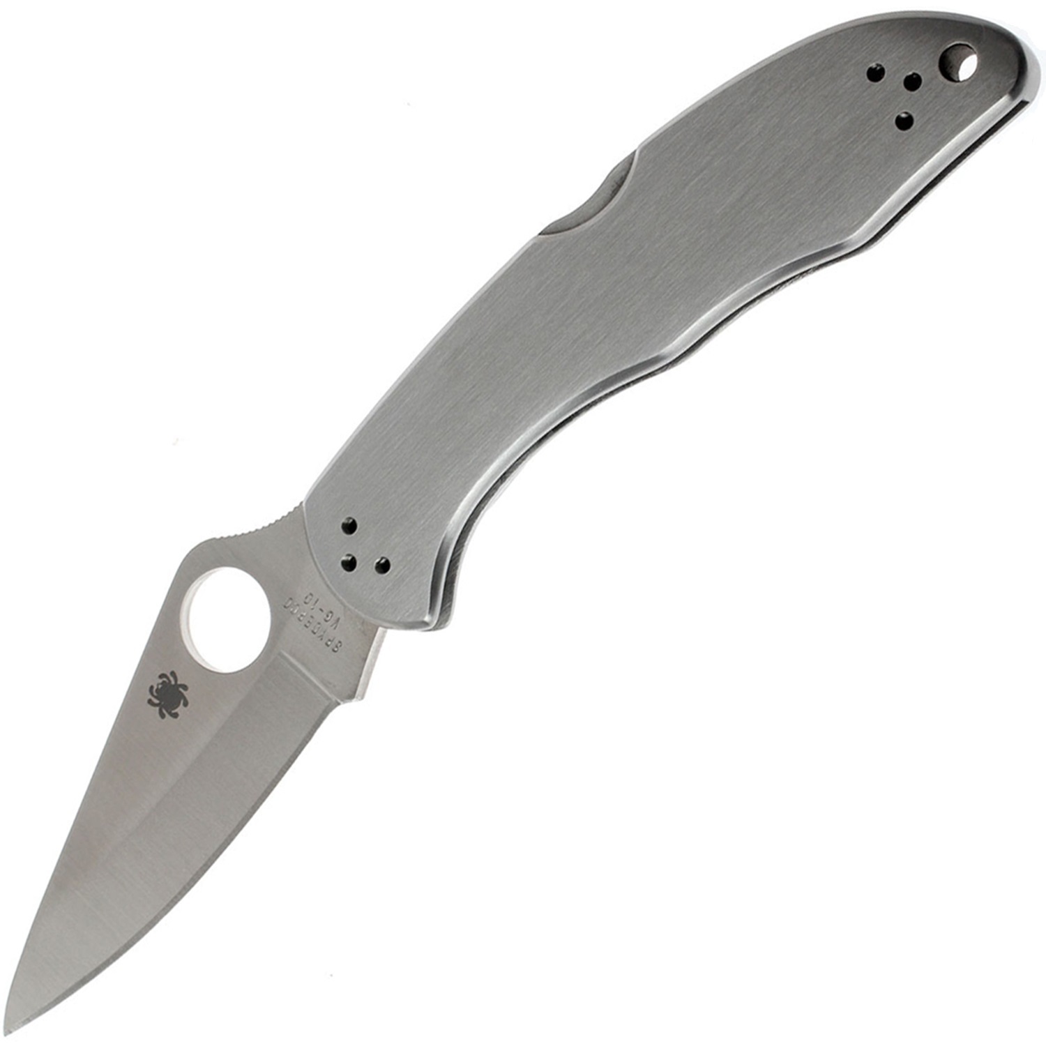 Складной нож Delica 4 - Spyderco C11P, сталь VG-10 Satin Plain, рукоять нержавеющая сталь - фото 1