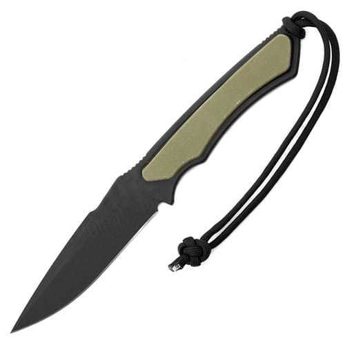 фото Нож с фиксированным клинком spartan blades phrike, сталь cpm-s35vn tungsten dlc, рукоять зеленый g-10, черный чехол