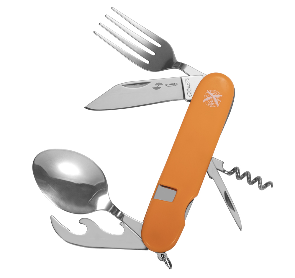 Нож перочинный Stinger 109 мм, 8 функций, оранжевый набор инструментов stinger w0504 19 предметов пластиковый кейс