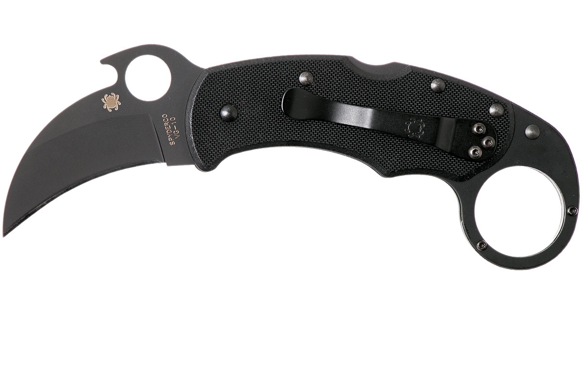 Складной нож керамбит Karahawk All Black - Spyderco 170GBBKP, сталь VG-10 Black Titanium Carbonitride (TiCN) Coating, рукоять G10, чёрный от Ножиков