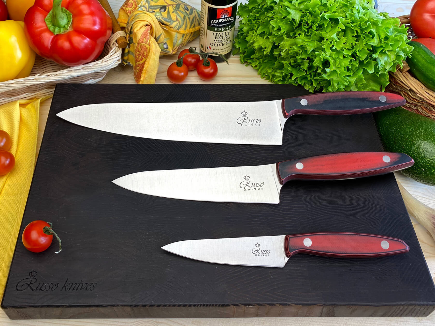 Набор из 3-х кухонных ножей Alexander AUS-8 Satin, Kizlyar Supreme - фото 3