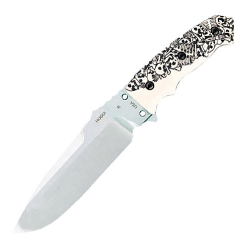 Нож с фиксированным клинком Hogue EX-F01 Custom Skulls & Bones, сталь A2 Tool Steel, рукоять ABS-пластик