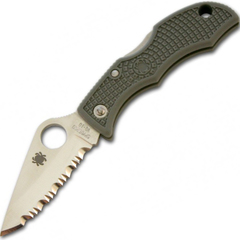 Фото Складной нож-брелок Ladybug 3 Spyderco LFGS3, сталь VG-10 Satin Serrated, рукоять термопластик FRN (Foliage Green) зелёный