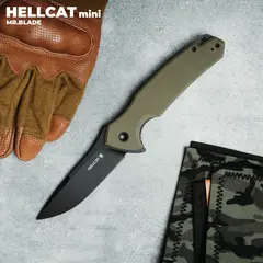 Фото Складной нож Mr.Blade Hellcat Mini blackwash, сталь VG-10, рукоять Olive G10