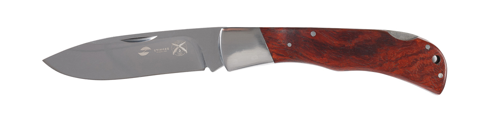 фото Нож складной stinger fk-9902, сталь 3cr13, рукоять древесина красного дерева