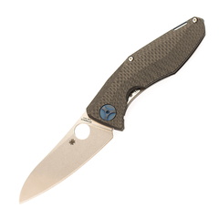Фото Нож складной Drunken Spyderco C235CFTIP, сталь Crucible CPM® S90V™ Satin Plain, рукоять титан/карбон, чёрно-серый