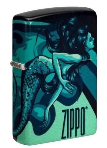 фото Зажигалка zippo mermaid design с покрытием 540 matte, латунь/сталь, черная, матовая