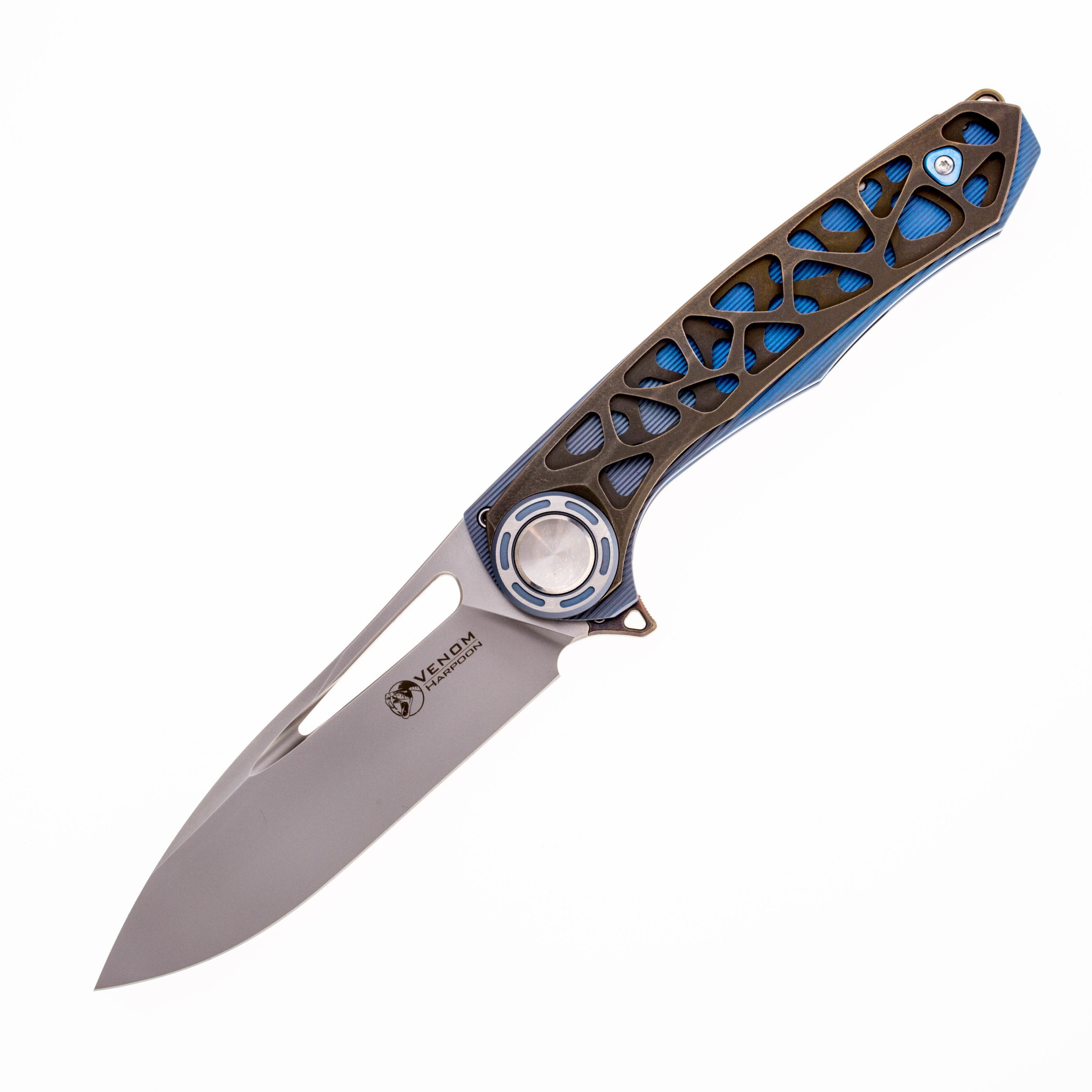 фото Складной нож harpoon (гарпун) от kevin john, сталь m390, синий