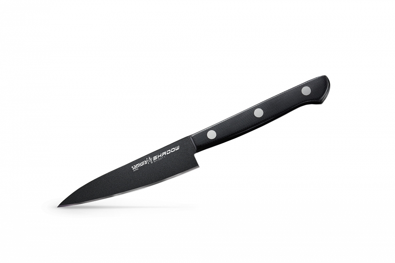 Нож кухонный Samura SHADOW овощной 99 мм, AUS-8, ABS пластик - фото 1