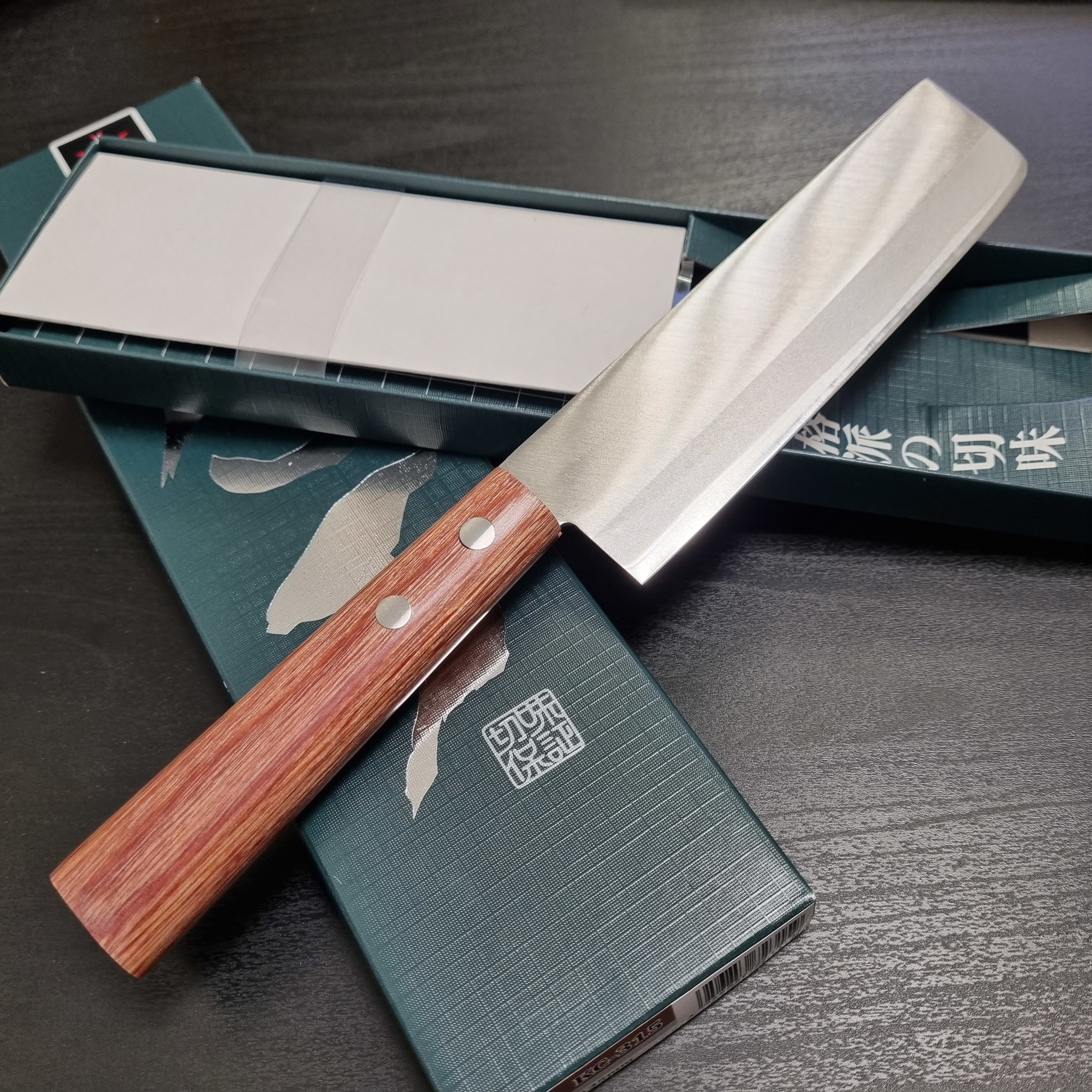 Нож кухонный Накири 135 мм, сталь Shirogami 2/SUS410, рукоять plywood - фото 5