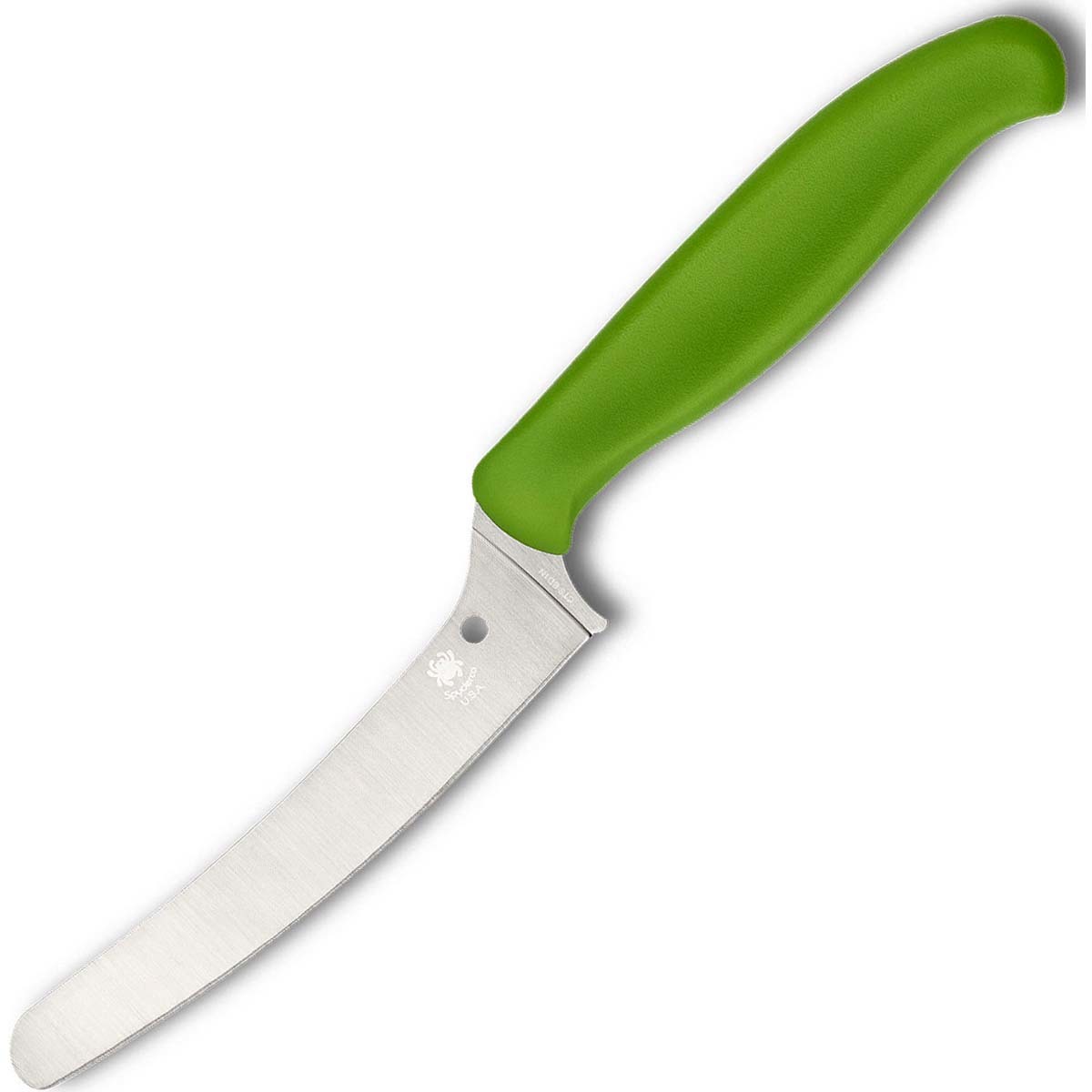 фото Универсальный кухонный нож spyderco z-cut offset kitchen green, сталь cts™ - bd1 alloy, рукоять зеленый полипропилен