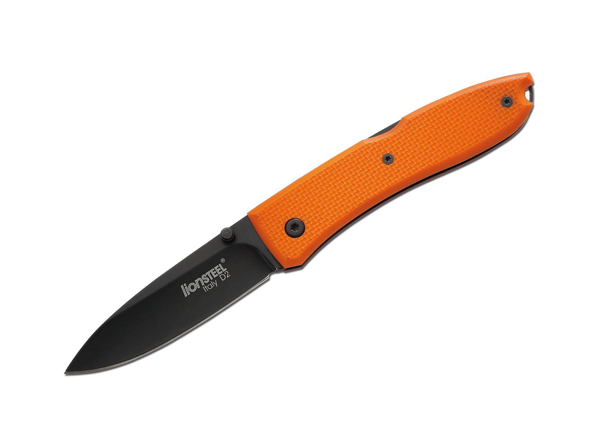 Нож складной Lionsteel Big Opera, сталь D2, рукоять G-10, оранжевый - фото 6