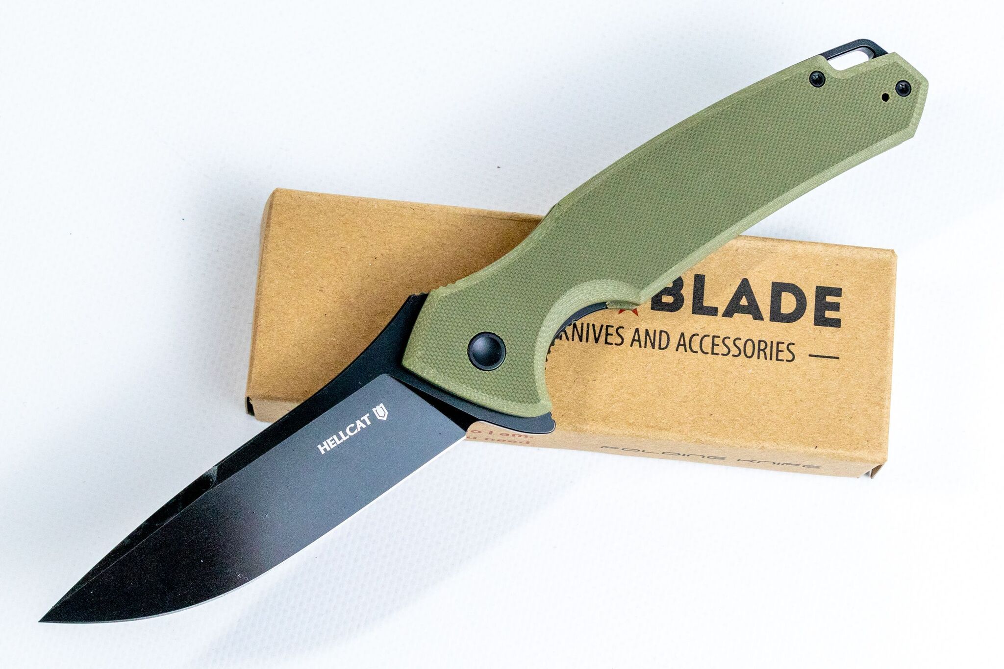 Нож Mr.Blade Hellcat blackwash сталь VG-10, рукоять Olive G10