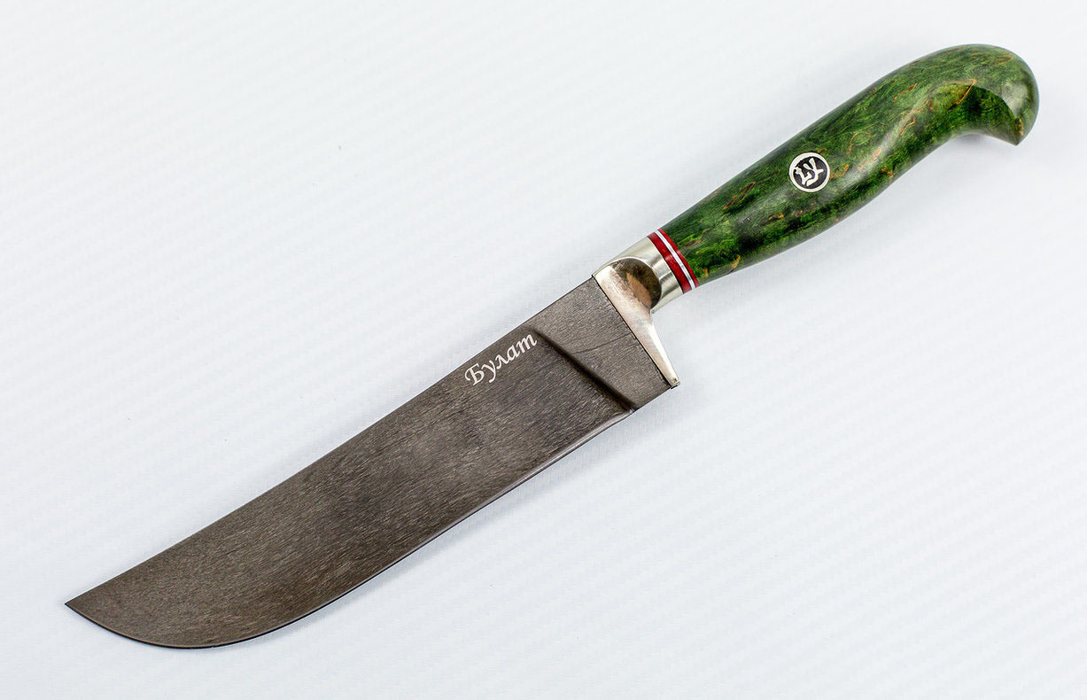 Нож Узбекский булат, стабилизированная карельская берёза