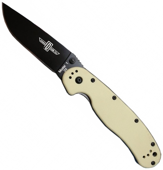 фото Нож складной okc rat-1, сталь d2. клинок - black, рукоять - tan grn ontario