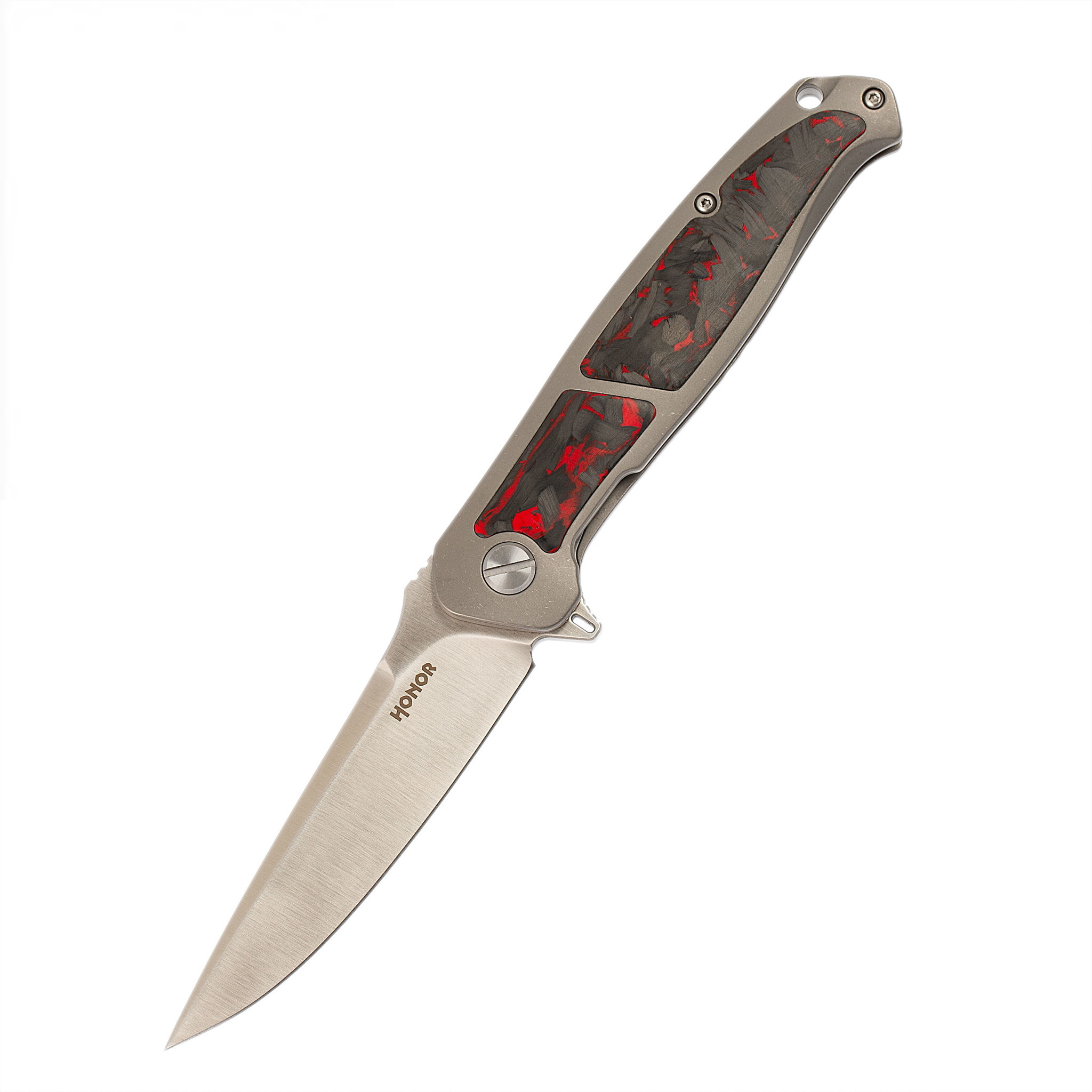 Складной нож Honor Caesar, титан и красно-черный карбон, S35VN