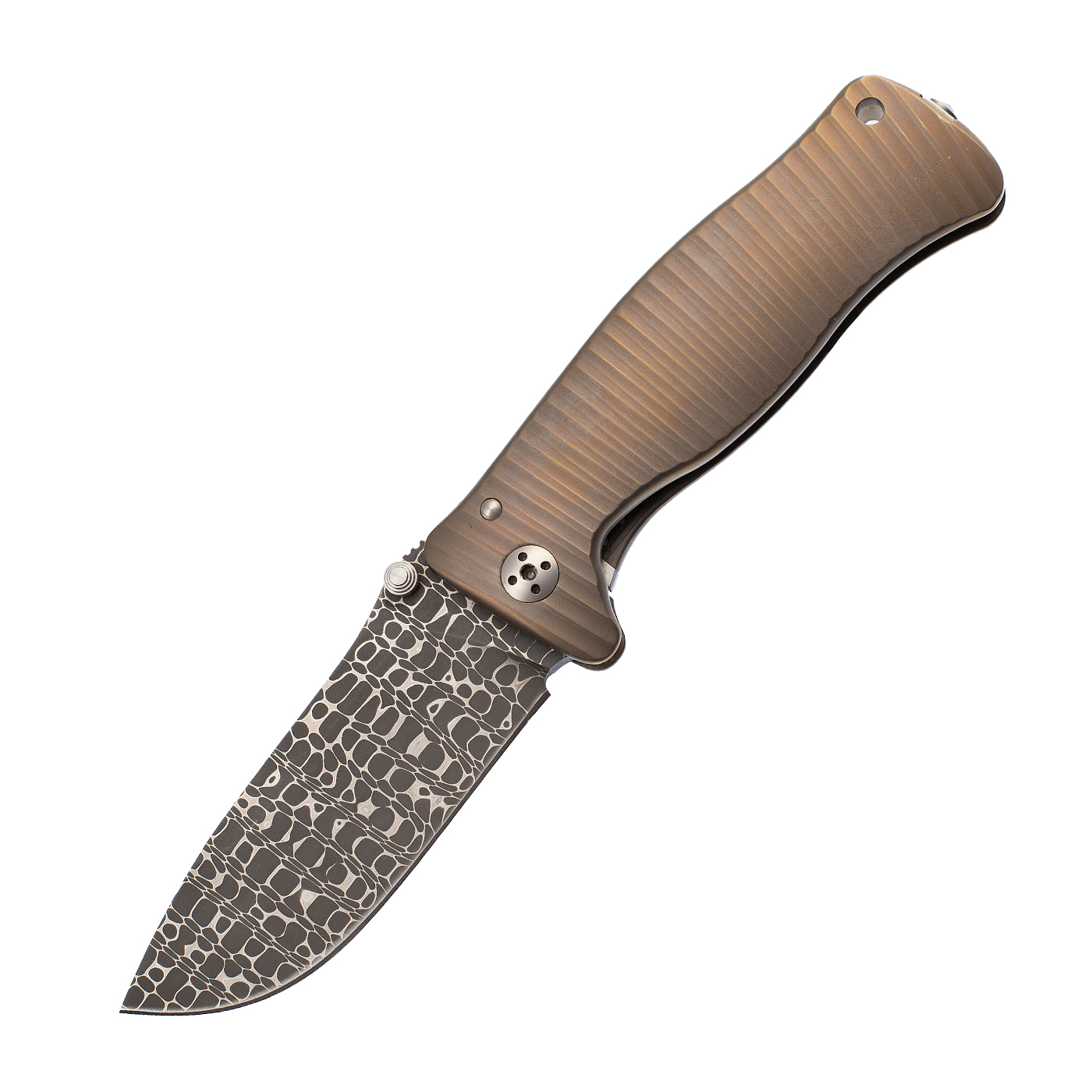 Нож складной LionSteel SR1DI G, сталь дамаск, рукоять титан складной нож hawk дамаск verawood