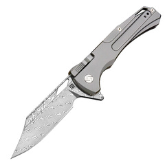 Фото Складной нож Artisan Blowback, сталь дамаск, рукоять титан, серый