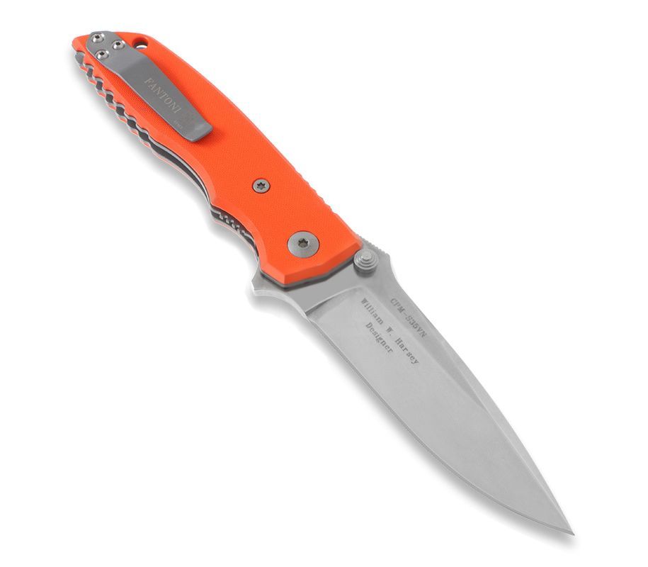 Нож складной HB01 Large, Orange Handle, PVD-Coated Crucible CPM® S35VN™, William (Bill) Harsey Design 10.5 см. - фото 4
