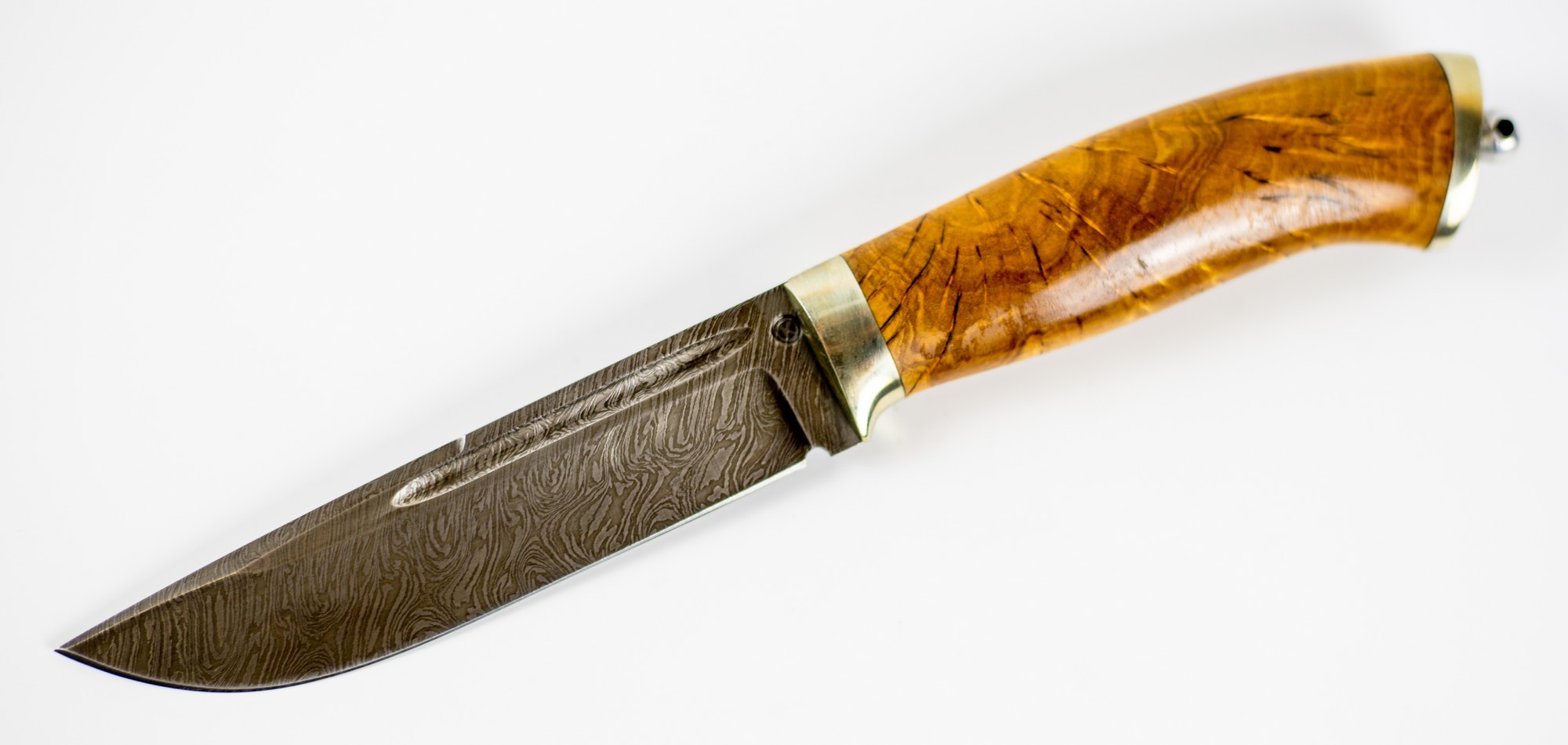Нож Бекас, сталь дамаск, рукоять карельская береза нож финка нквд сталь булат стабилизированная коричневая карельская береза