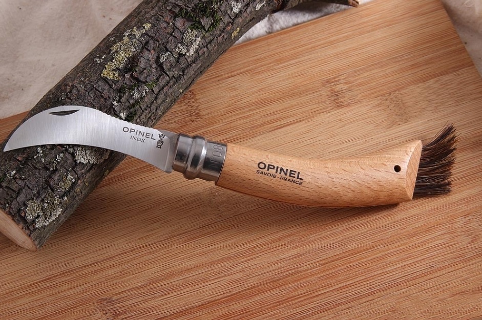 Нож грибника складной Opinel №8, нержавеющая сталь Sandvik 12C27, рукоять бук, картонная коробка от Ножиков