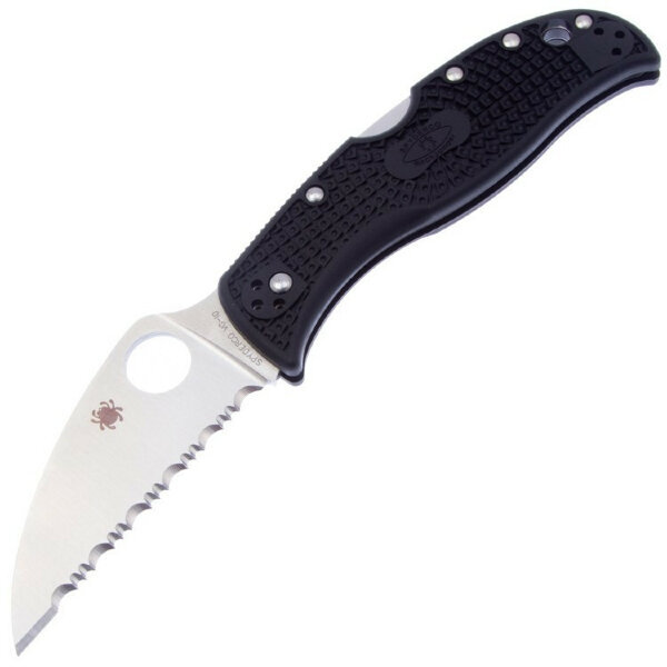 Складной нож Spyderco Serrated RockJumper, сталь VG-10, рукоять термопластик FRN чёрный - фото 1