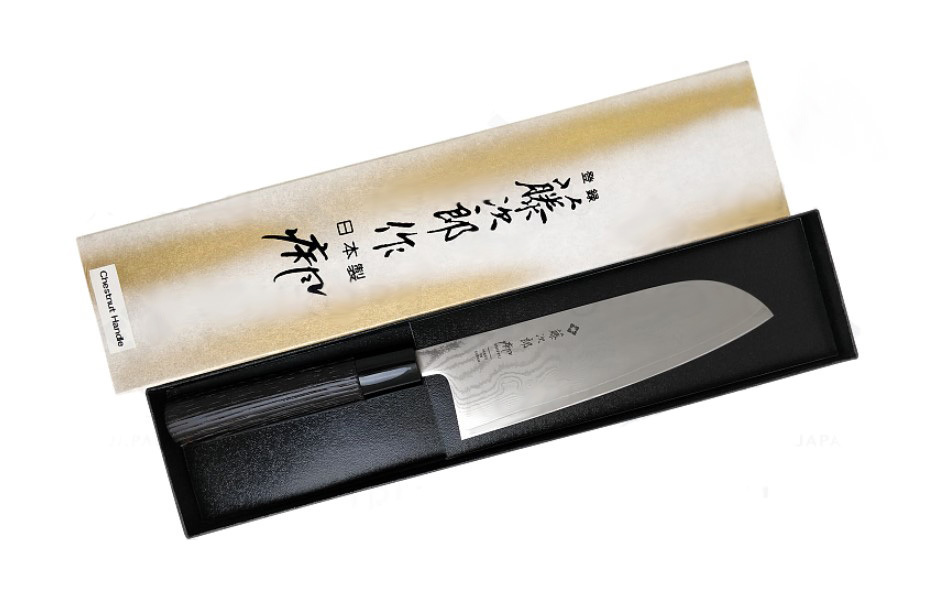 фото Нож сантоку shippu tojiro, fd-597, сталь vg-10, коричневый, в картонной коробке