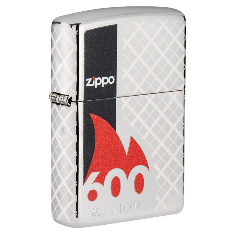 Зажигалка ZIPPO 600 Million с покрытием High Polish Chrome, латунь/сталь, серебристая, глянцевая, 36х12x56 мм