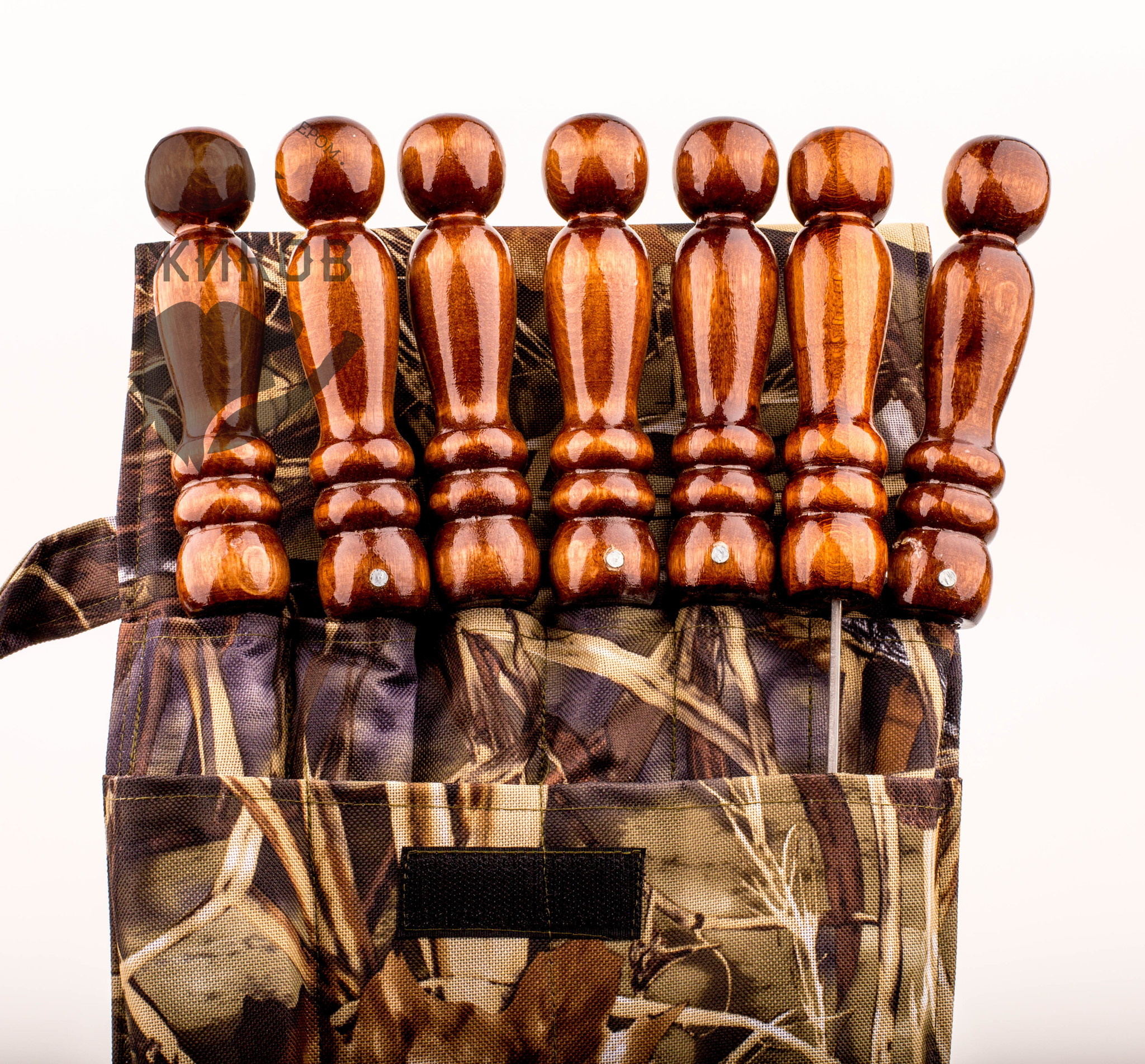 фото Набор из 6-ти шампуров с мангалом и кочергой "камуфляж" шашлычные наборы