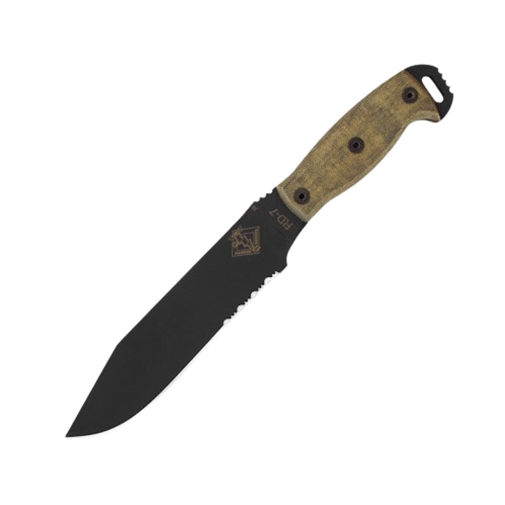 Нож с фиксированным клинком полусеррейторный Ontario RD7 Black micarta, сталь 5160, рукоять микарта складной нож kizer c01c xl сталь 154cm рукоять brown micarta