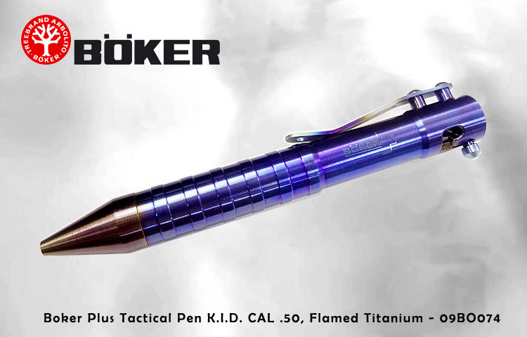 Тактическая ручка Cal .50 CID (Clip-Integrated-Design) Titanium Flame, Boker Plus 09BO074, градиент - фото 4