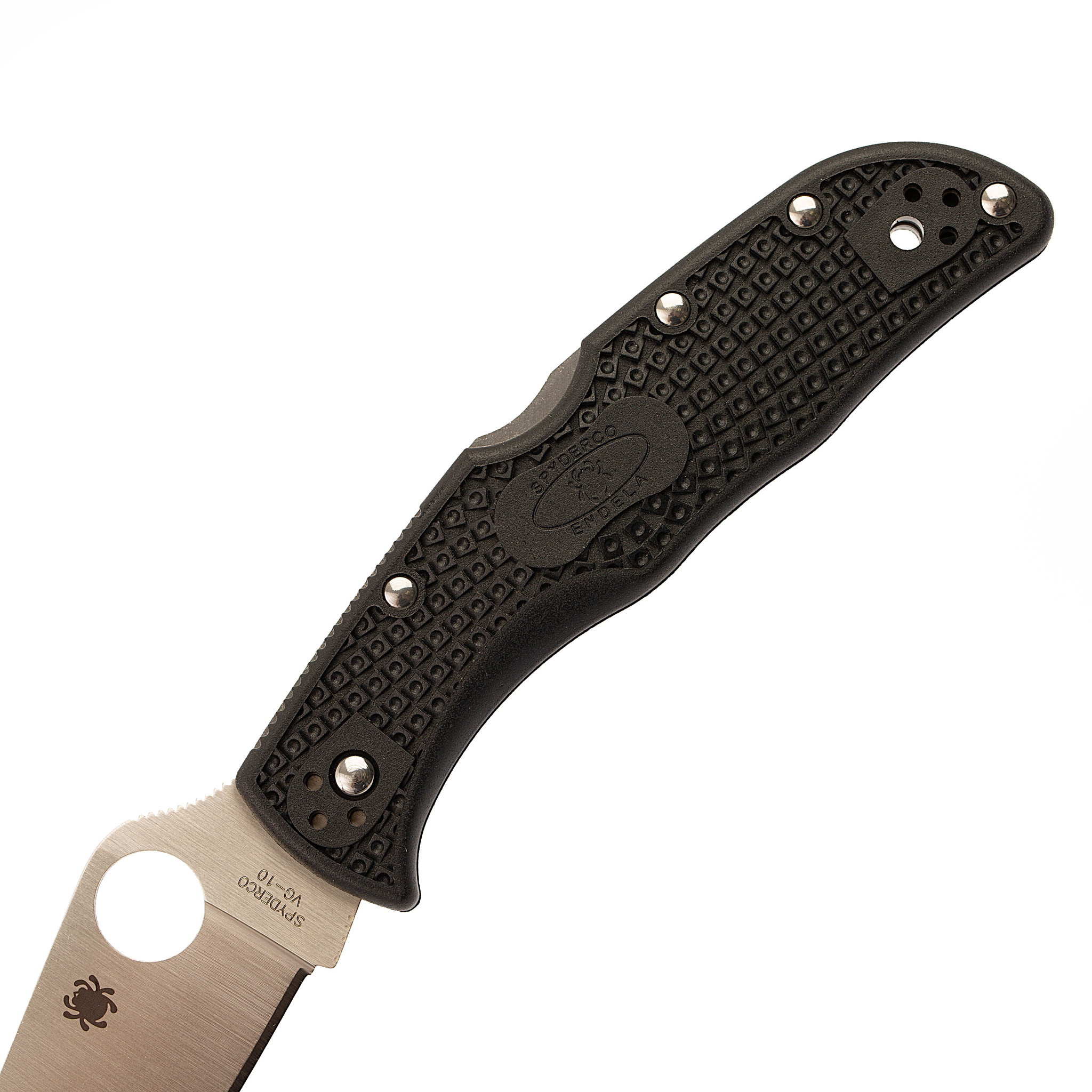 Складной нож ENDELA Spyderco C243PBK, сталь VG-10 Satin Plain, рукоять термопластик FRN, чёрный - фото 2