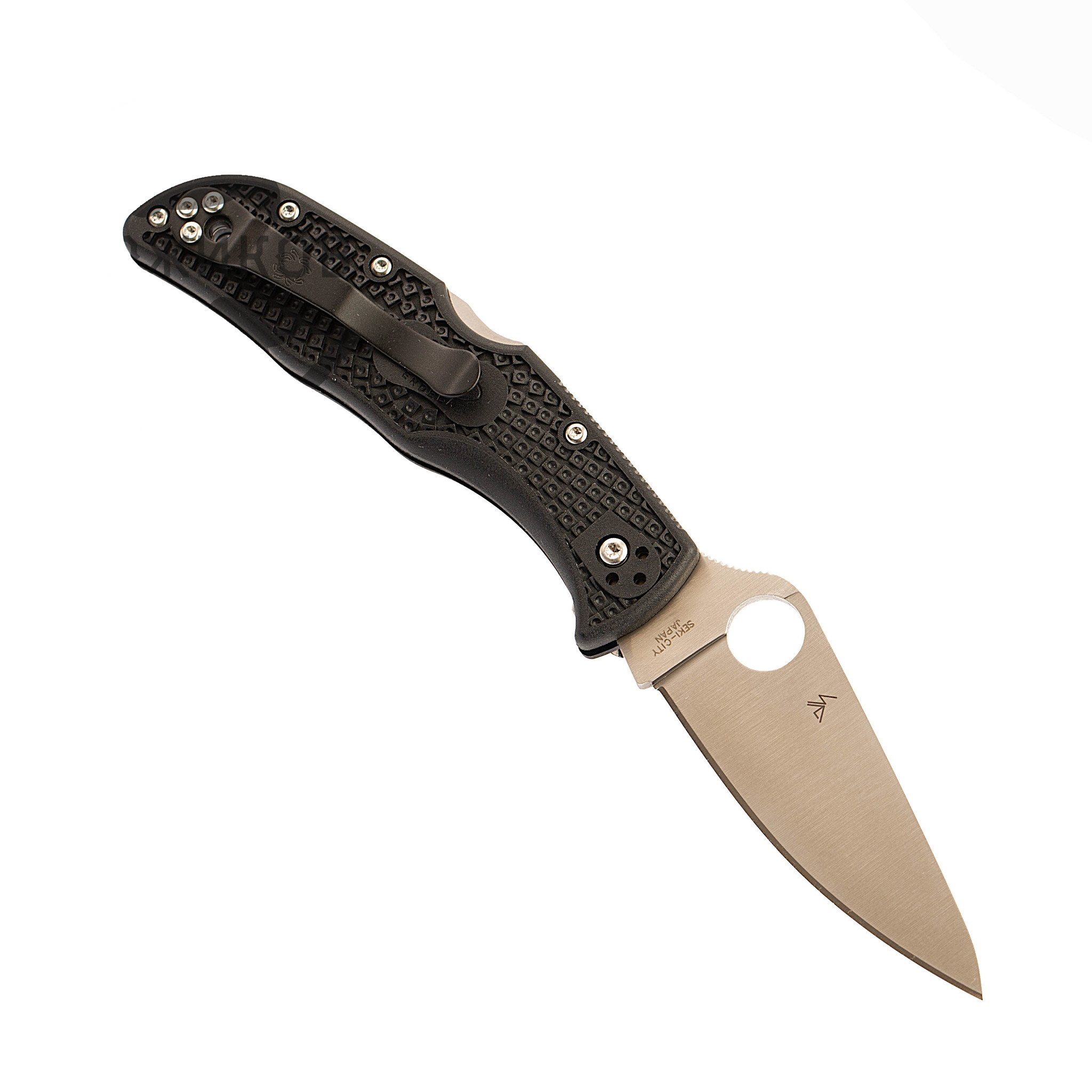 Складной нож ENDELA Spyderco C243PBK, сталь VG-10 Satin Plain, рукоять термопластик FRN, чёрный - фото 6