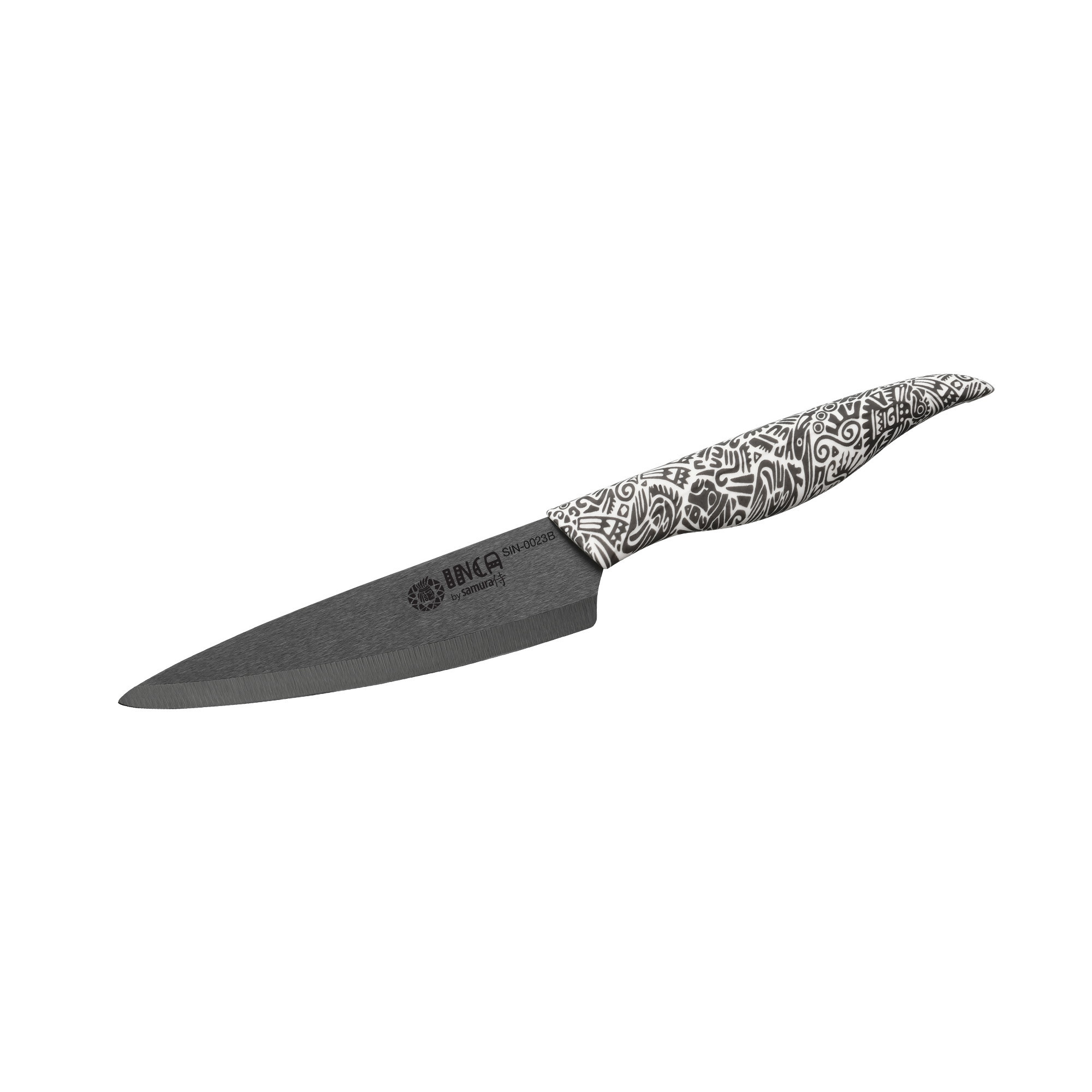 Нож кухонный универсальный Samura Inca 155 мм, чёрная циркониевая керамика, рукоять пластик - фото 1