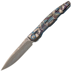 Фото Складной нож Alpha Miu AY-T-24057, сталь дамаск, рукоять титан с гравирокой