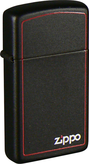 Зажигалка ZIPPO Slim® с покрытием Black Matte, латунь/сталь, чёрная, матовая, 30x10x55 мм, Зажигалки ZIPPO
