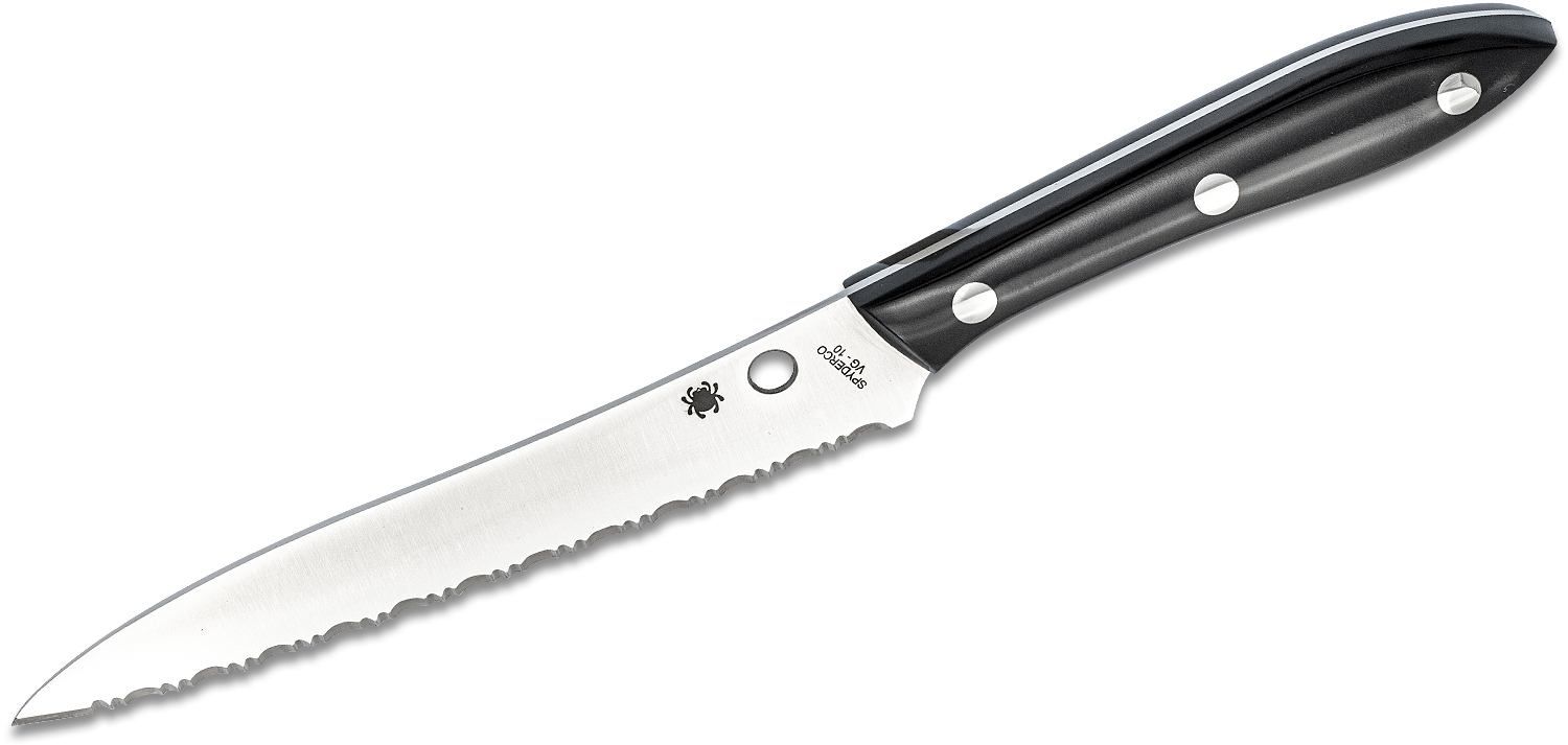 Нож кухонный Spyderco K11S Cook's Knife, сталь VG-10 Serrated, рукоять акриловый камень - фото 10