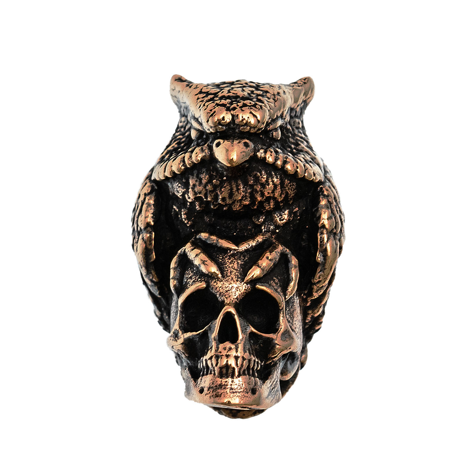 Бусина для темляка Сова с черепом, бронза