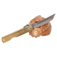 Фото Складной нож Nagao Higonokami Sword shape, 80мм, сталь Shirogami, рукоять латунь