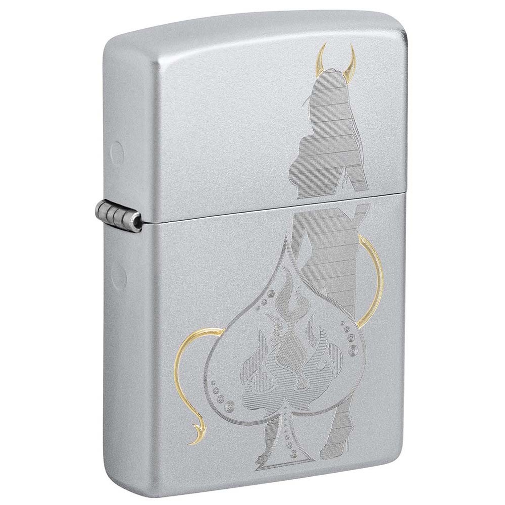 

Зажигалка ZIPPO Devilish Ace с покрытием Satin Chrome, латунь/сталь, серебристая, 38x13x57 мм