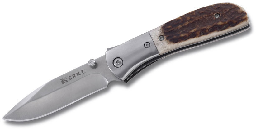 фото Полуавтоматический складной нож carson m4 stag, crkt m4™-02s, сталь 8cr13mov satin, рукоять олений рог