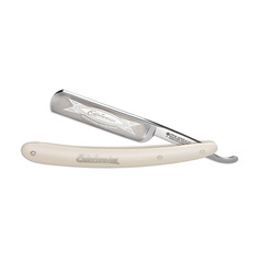 Фото Бритва опасная Boker Edelweiss, 5/8, углеродистая сталь, рукоять белый пластик