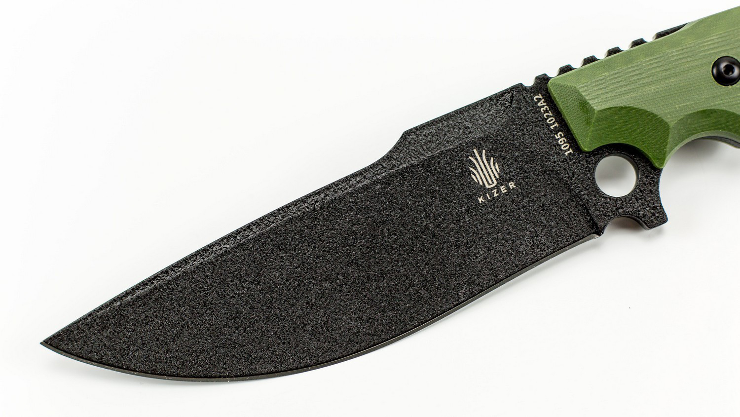 Нож Kizer Salient E613, сталь 1095 Carbon Steel, зеленая рукоять g10 - фото 3