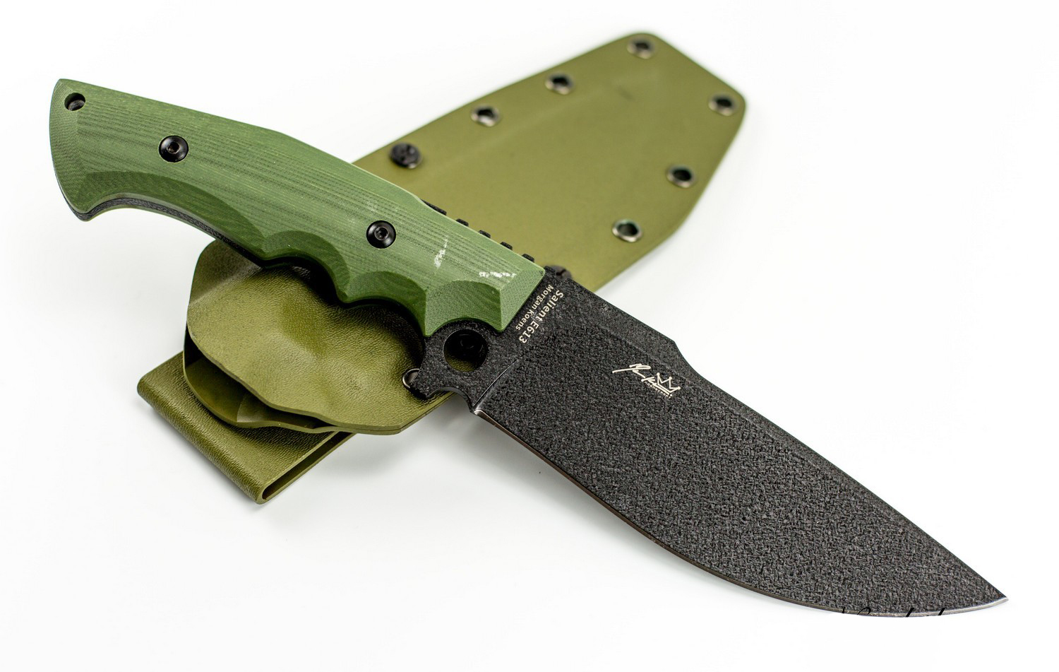Нож Kizer Salient E613, сталь 1095 Carbon Steel, зеленая рукоять g10 - фото 5