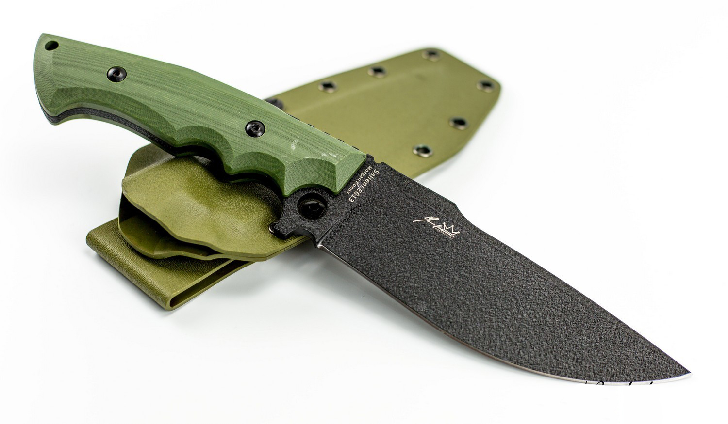 Нож Kizer Salient E613, сталь 1095 Carbon Steel, зеленая рукоять g10 - фото 6