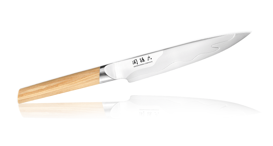 фото Нож для нарезки слайсер kai seki magoroku composite 180 мм, сталь vg-max, рукоять дерево tojiro