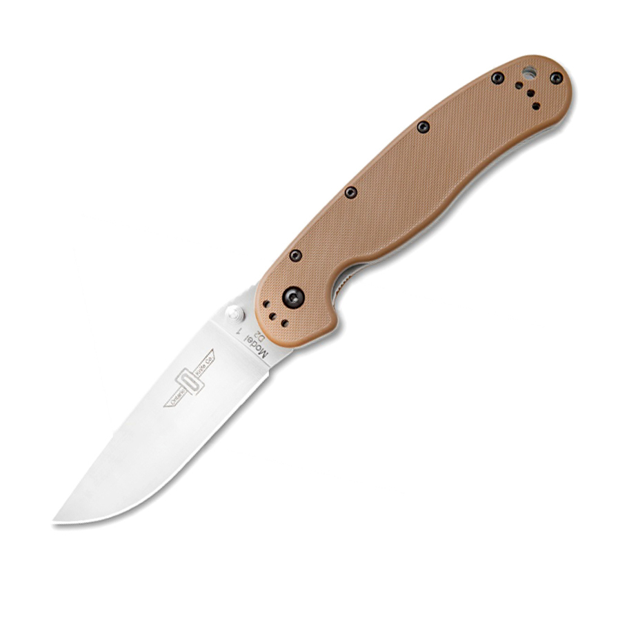 Нож складной Ontario RAT-1, сталь D2. Клинок - Satin, Рукоять - Brown GRN