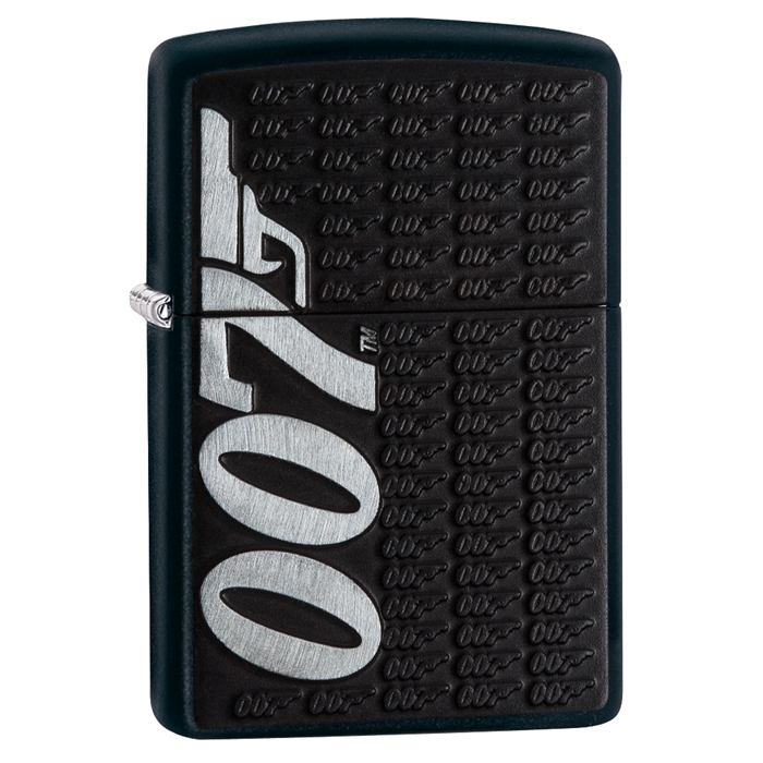 Зажигалка ZIPPO James Bond с покрытием Black Matte, латунь/сталь, чёрная, матовая, 36x12x56 мм