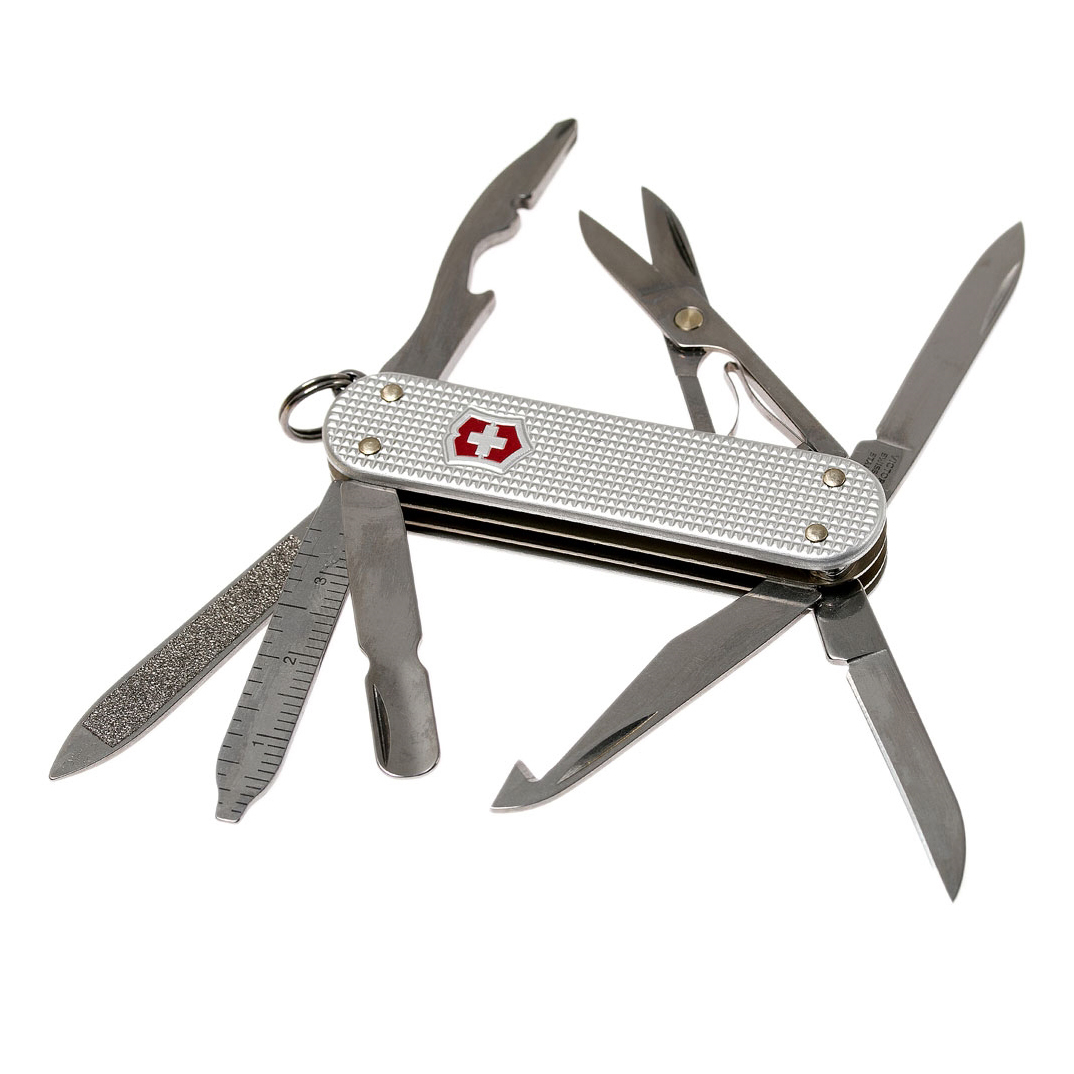 Нож перочинный Victorinox MiniChamp, сталь X50CrMoV15, рукоять алюминиевый сплав Alox,серый от Ножиков