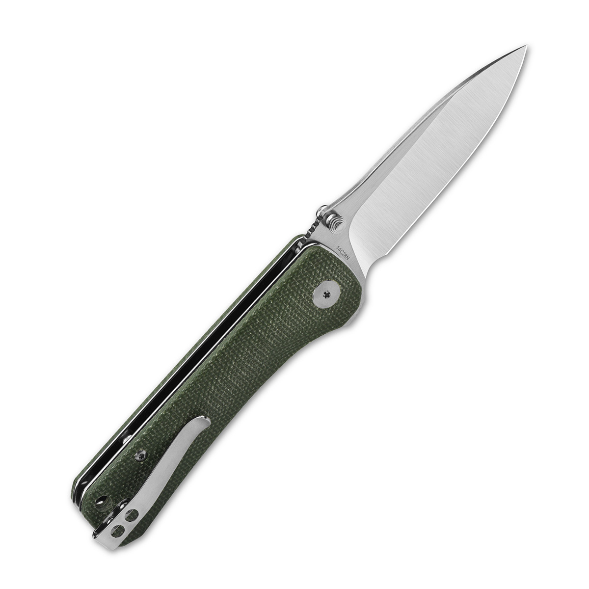 Складной нож Hawk, сталь 14C28N, рукоять микарта, зеленый - фото 3